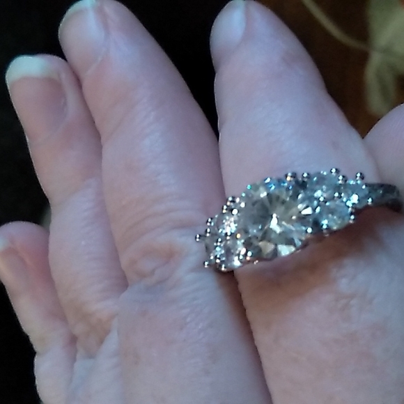 Sterling silver diamond ring size 9 - Picture 1 of 3